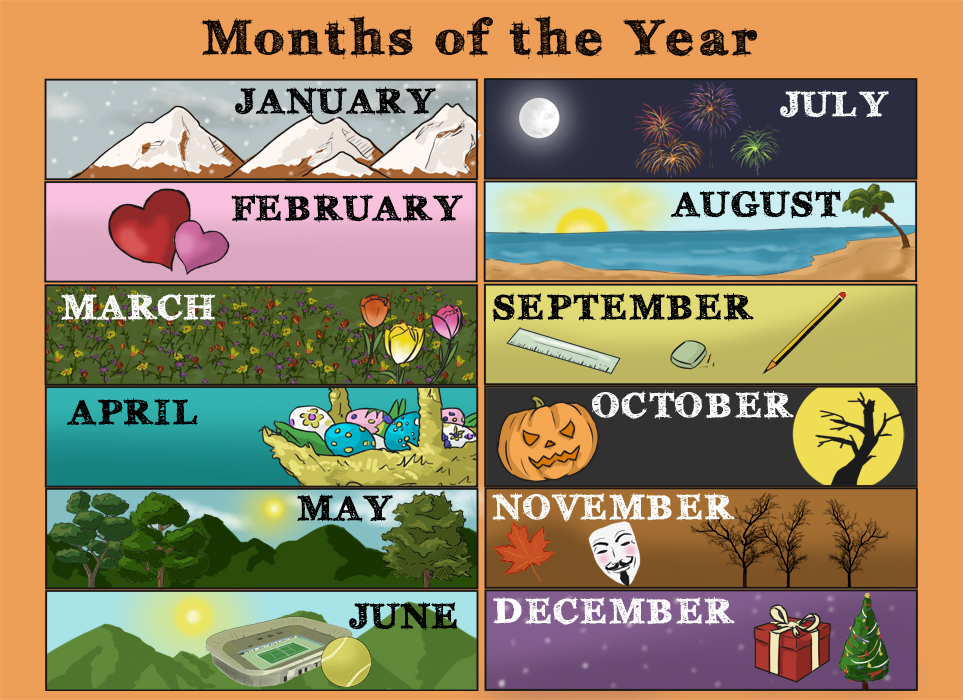 months of the year vocabuary