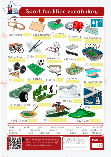 sport facilities vocabulary worksheet english site